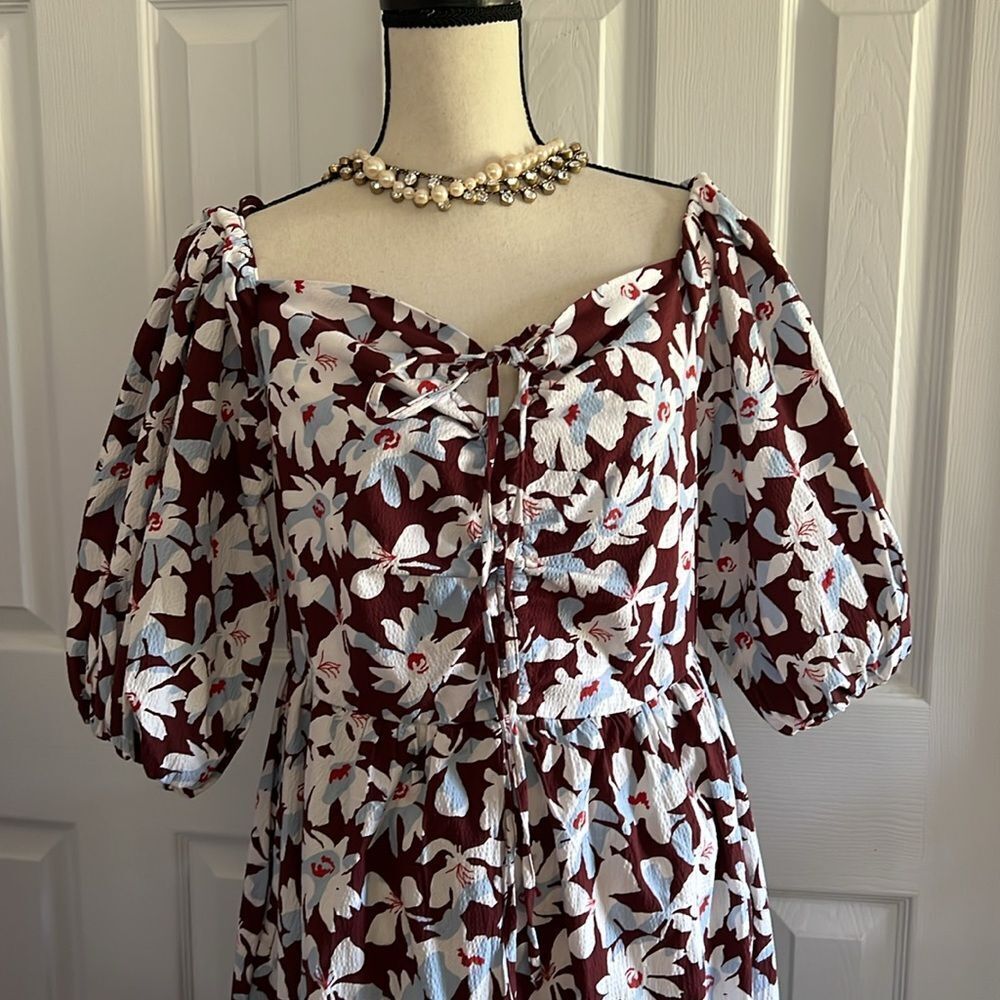 Free Assembly Ruched Halter Dress with Puff Sleeves - Picture 4 of 16